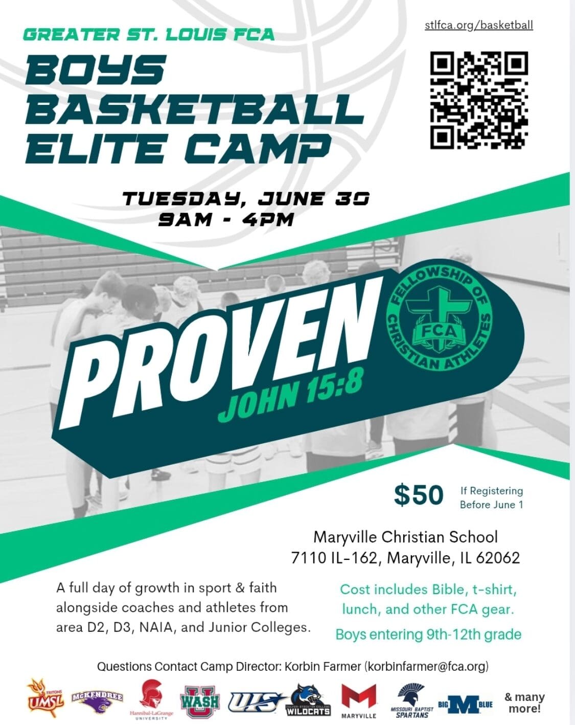 FCA Boys Basketball Elite Camp 2026, June 20th, 9am - 4pm